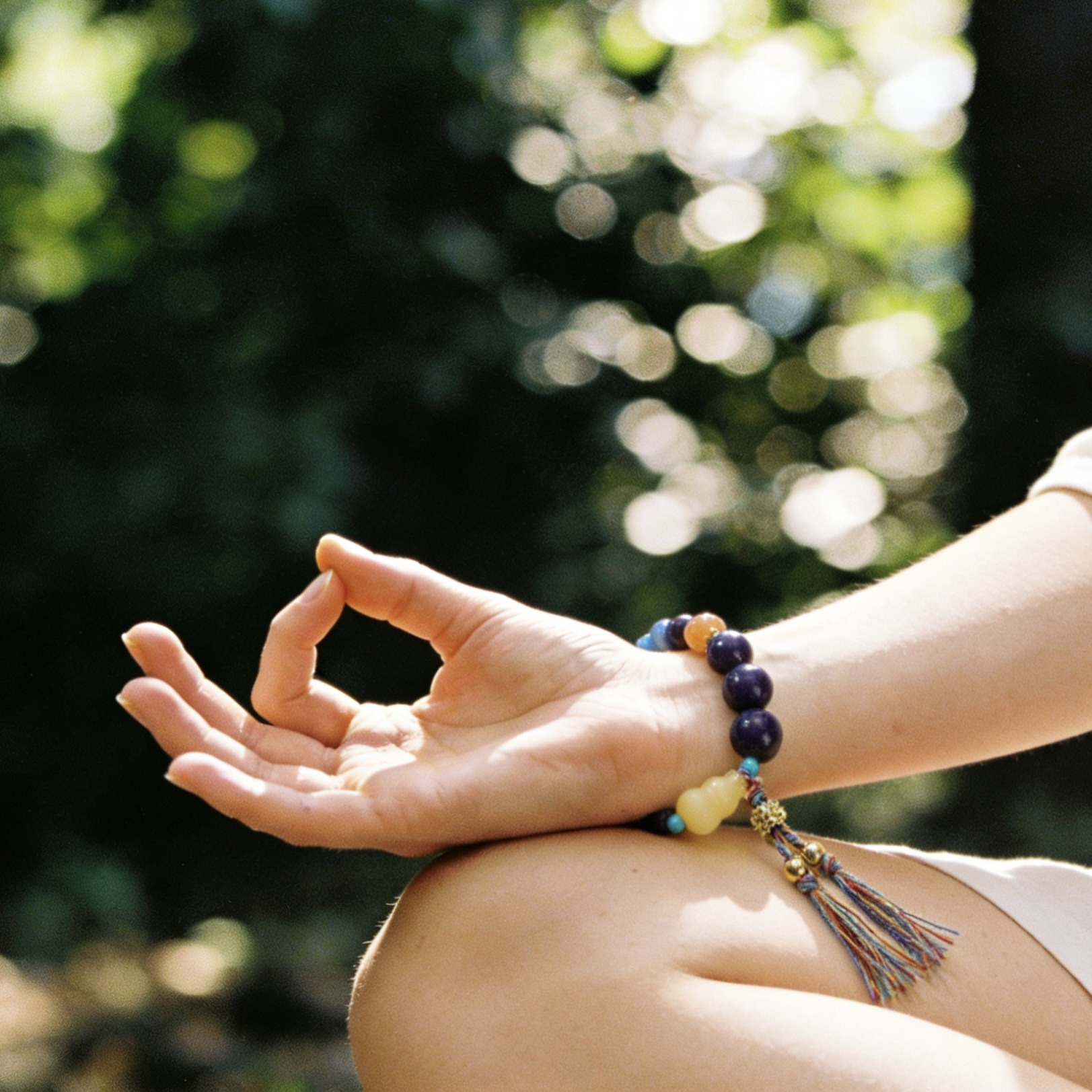 Oriental Aromatherapy Herbal Bead Bracelet - Purple Qi Eastward Formula | Natural Herbal & Crystal Beads | Sleep & Mind Calming - Image 2