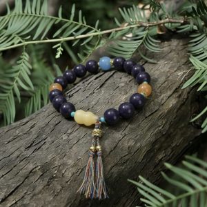 Oriental Aromatherapy Herbal Bead Bracelet - Purple Qi Eastward Formula | Natural Herbal & Crystal Beads | Sleep & Mind Calming