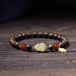 [玉檀] Chinese-Style Agarwood & Hetian Jade Bracelet | Spiritual Protection & Good Fortune Boost