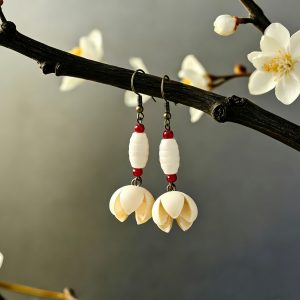 [十字果]Natural Plant | Cross Fruit & Wood Bead Earrings | Balance & Protection